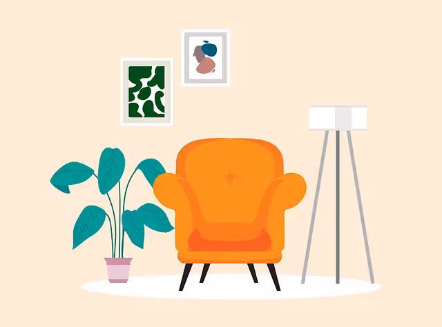A drawing of a living room with a couch showing interior design.