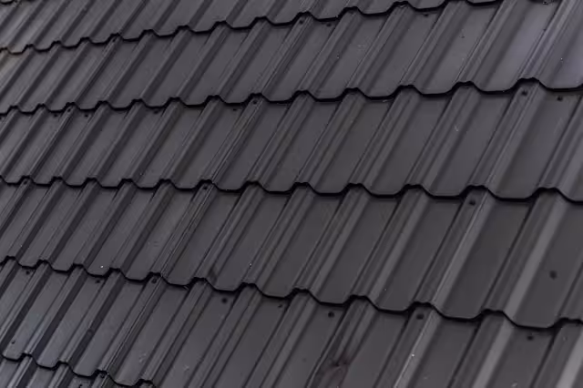 A dark gray metal roof.