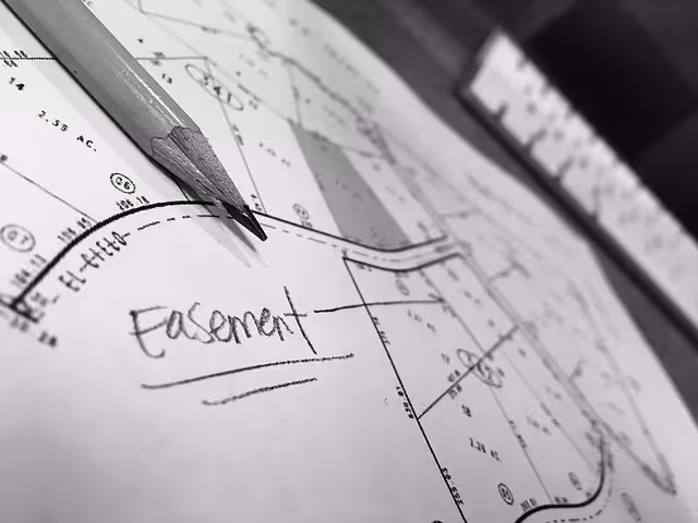 An image of a plat map and pencil.