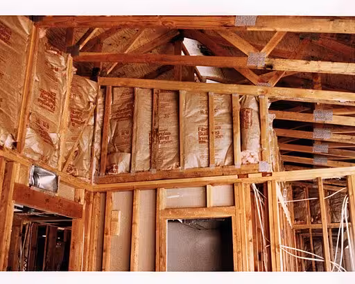 Ceiling insulation in a house.