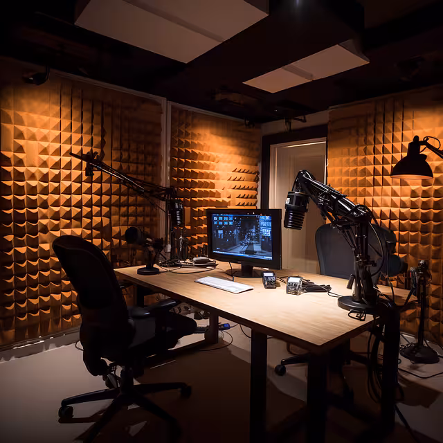 A home music studio with soundproofing.