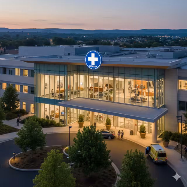 A hospital entrance for healthcare.