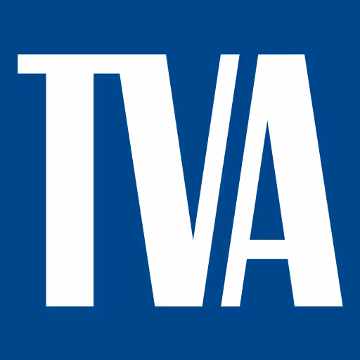 Blue and white TVA logo.