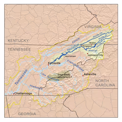Map of the Holston River watershed.