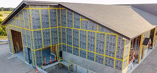 A house wrapped in Georgia-Pacific moisture barrier.