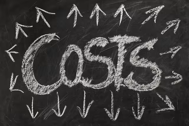 Costs in white chalk on a blackboard.