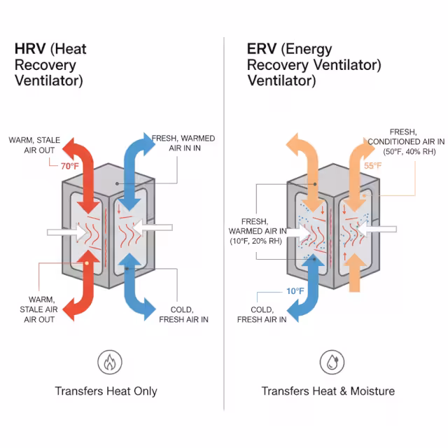 A comparison graphic of basement ventilation systems.