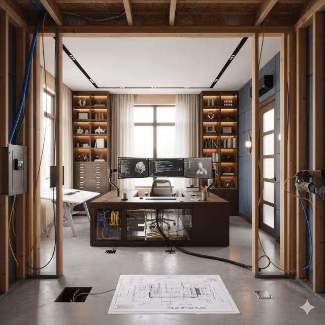 A rough out of a home office.