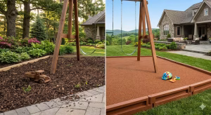 Comparing safe playground surfacing.