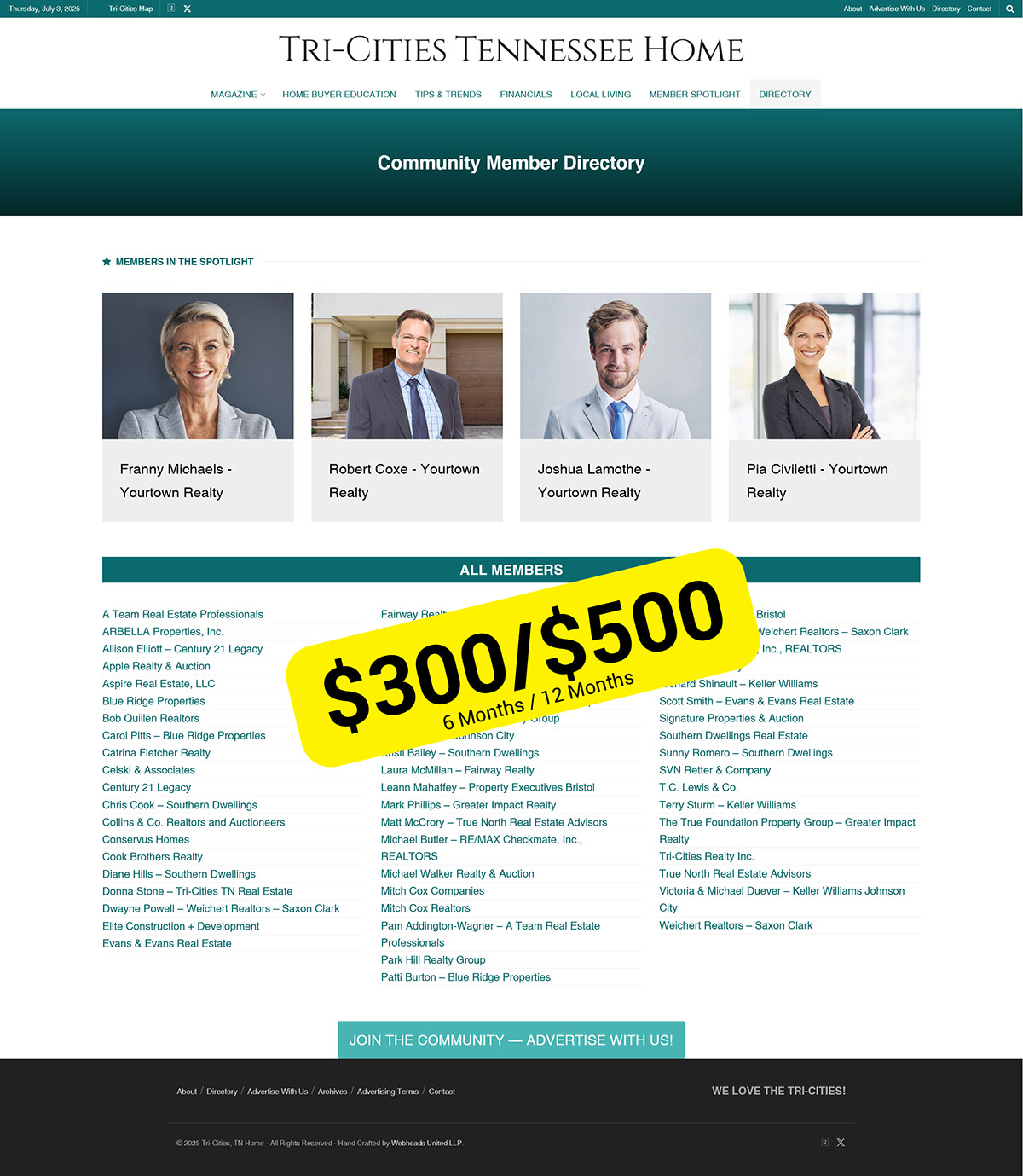 Pricing Image Member Directory Page