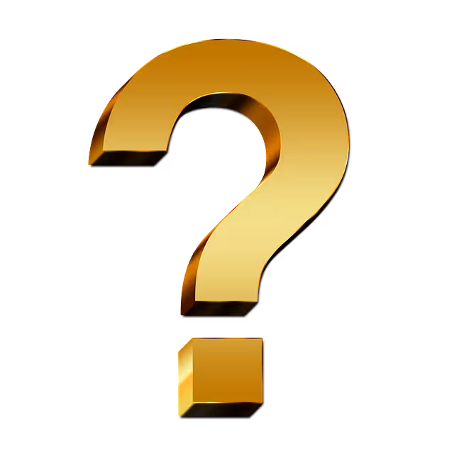 A gold question mark on a gray background.