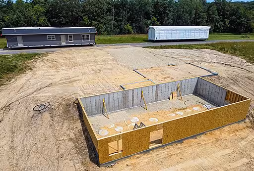 Foundation of a modular home.