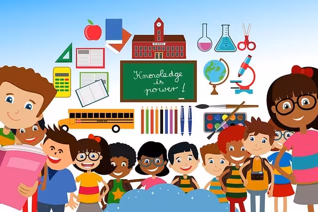 Various cartoon drawings to represent school.