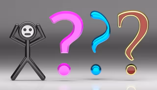 A stick figure with three question marks.