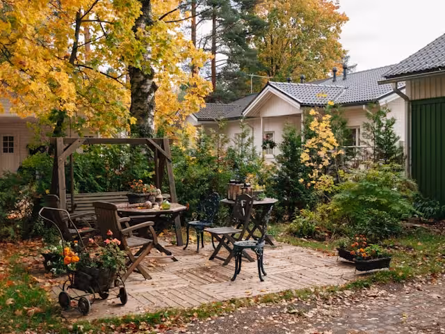 Backyard of a typical home.
