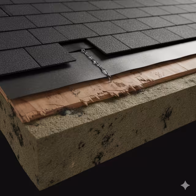 A leaking roof with moisture problem.