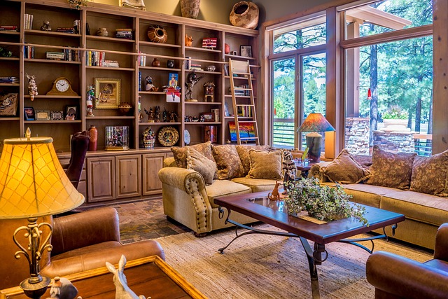 A timeless interior design with dark woods.