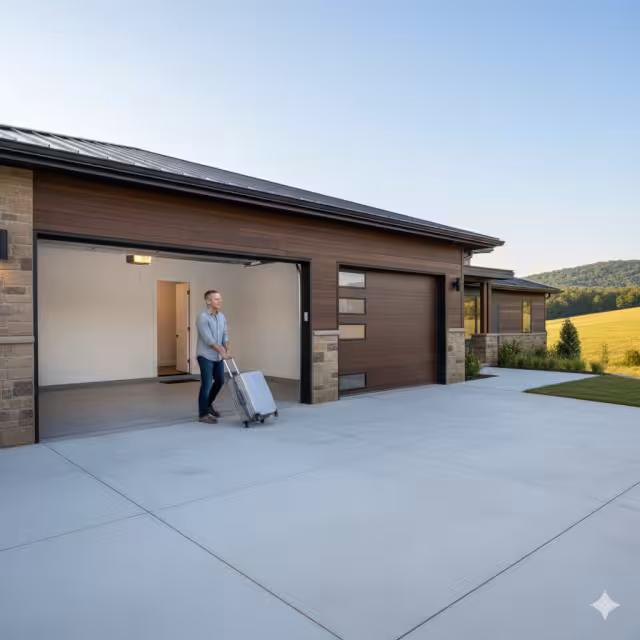 A zero-entry garage with a level grade.