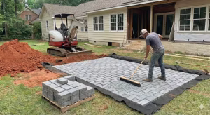 Step 4 -- finishing putting stone in the gaps.