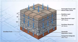 A schematic of permable pavers.