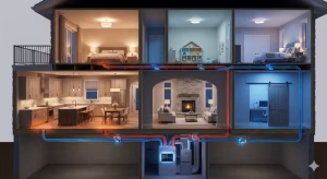 Zoned living in a home.