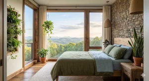 A biophilic bedroom in a house in e tn.