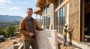 A builder using sustainable architecture.