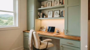 A custom office nook in a home.