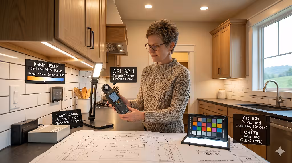 A woman showing the details of light.