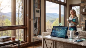 Hardwired vs. wireless home security systems in a house.