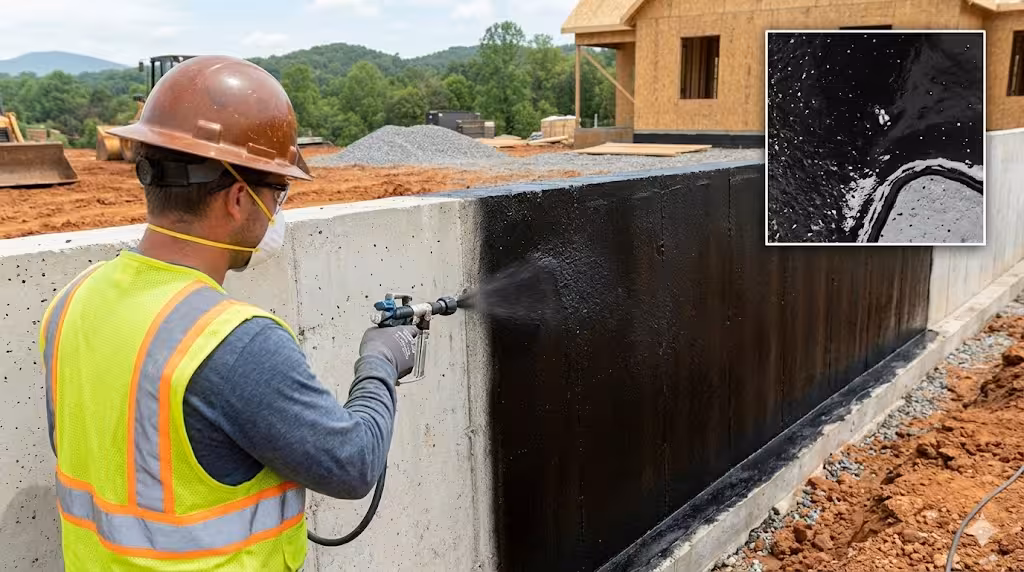 A worker applying a liquid rubber membrane.