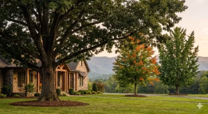 Shade trees in front of a house in TN.