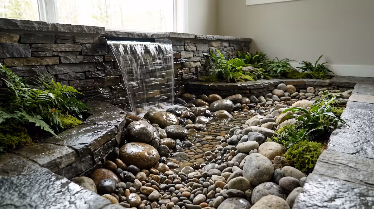 Interior water features in a house.