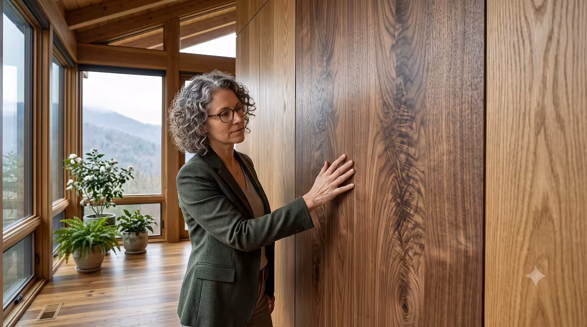 Aristaeus pointing out natural wood grain.