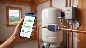 A smart water monitor in a house.