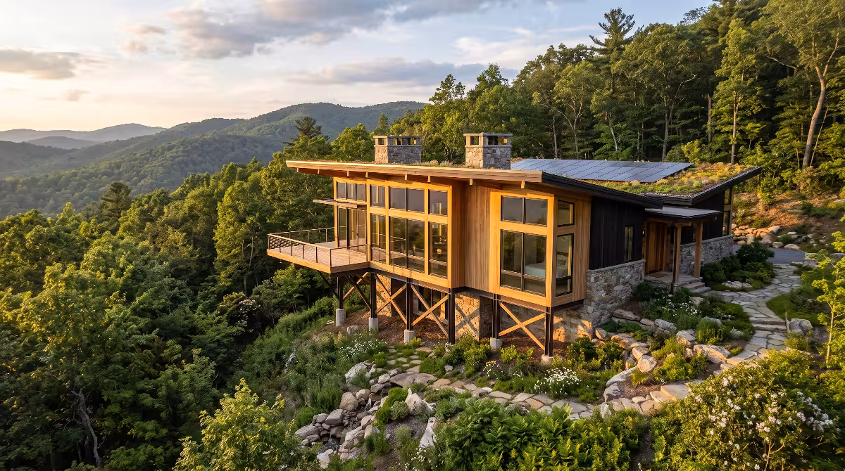 A house with sustainable architectural design.