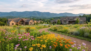 A wildflower meadow in a residential development.