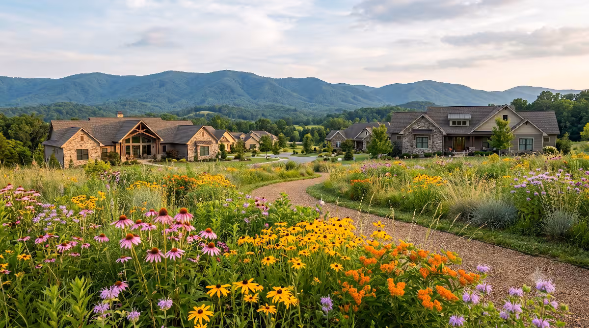 A wildflower meadow in a residential development.