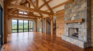 A house with antique heart pine and American chestnut.