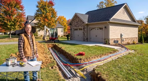 A home with buried utility lines.