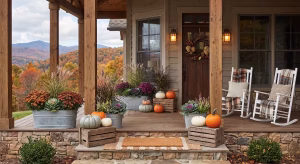 Mountain fall porch decorating in the tri-cities.