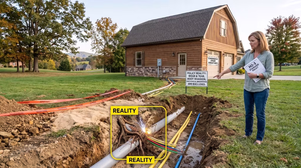 A woman looking at damage to underground lines.