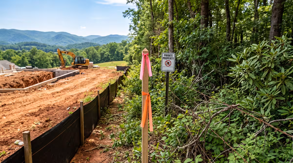 A boundary line at a construction site for trespasser injury.