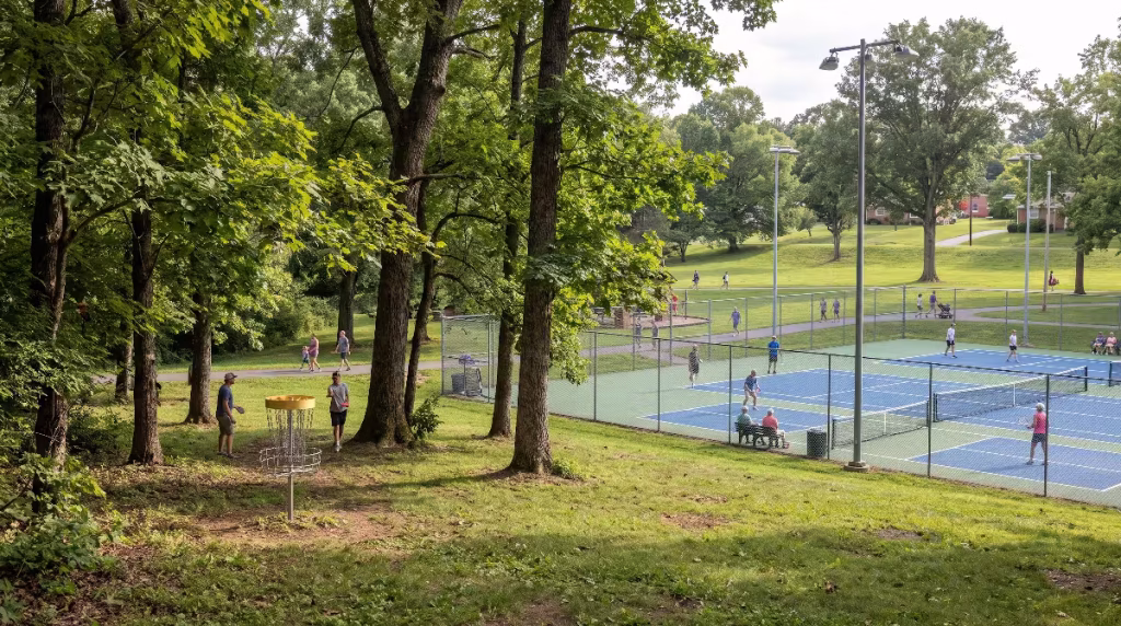 People playing pickelball.