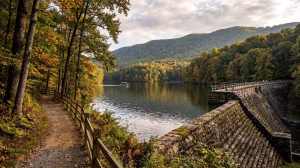 The dam at Bays Mountain Park.