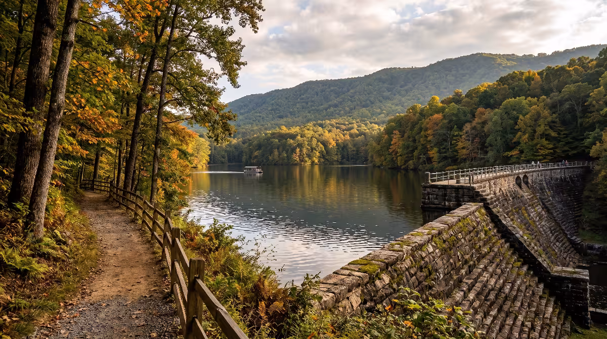 The dam at Bays Mountain Park.