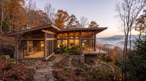 A house with biophilic seasonal transitions.