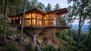 A house with a bone-mimic load-bearing structure.