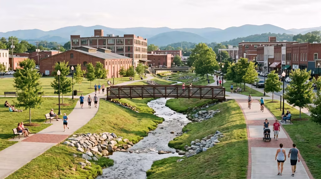 A park in downtown Johnson City, Tn.