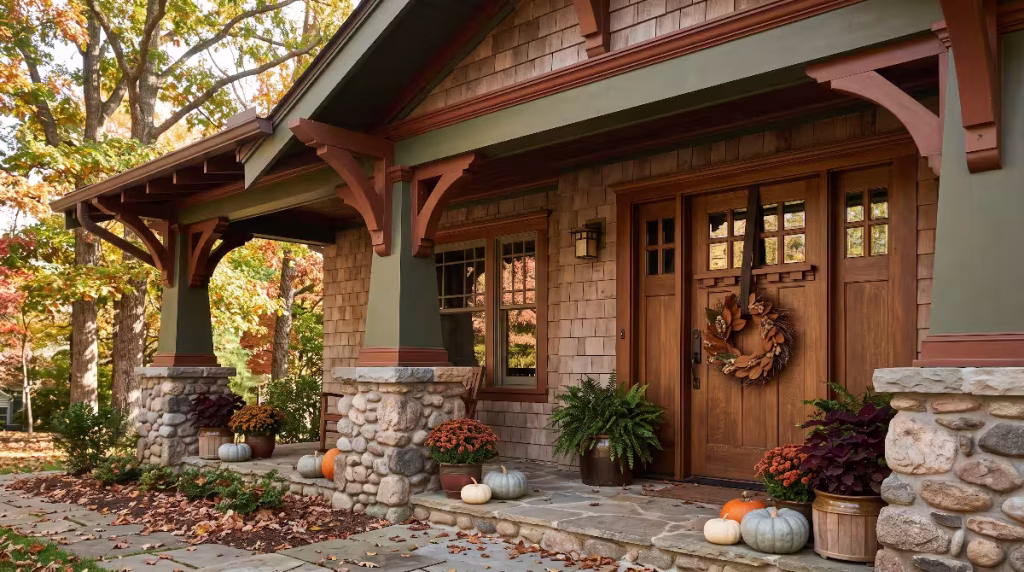 The front of a craftsman house.